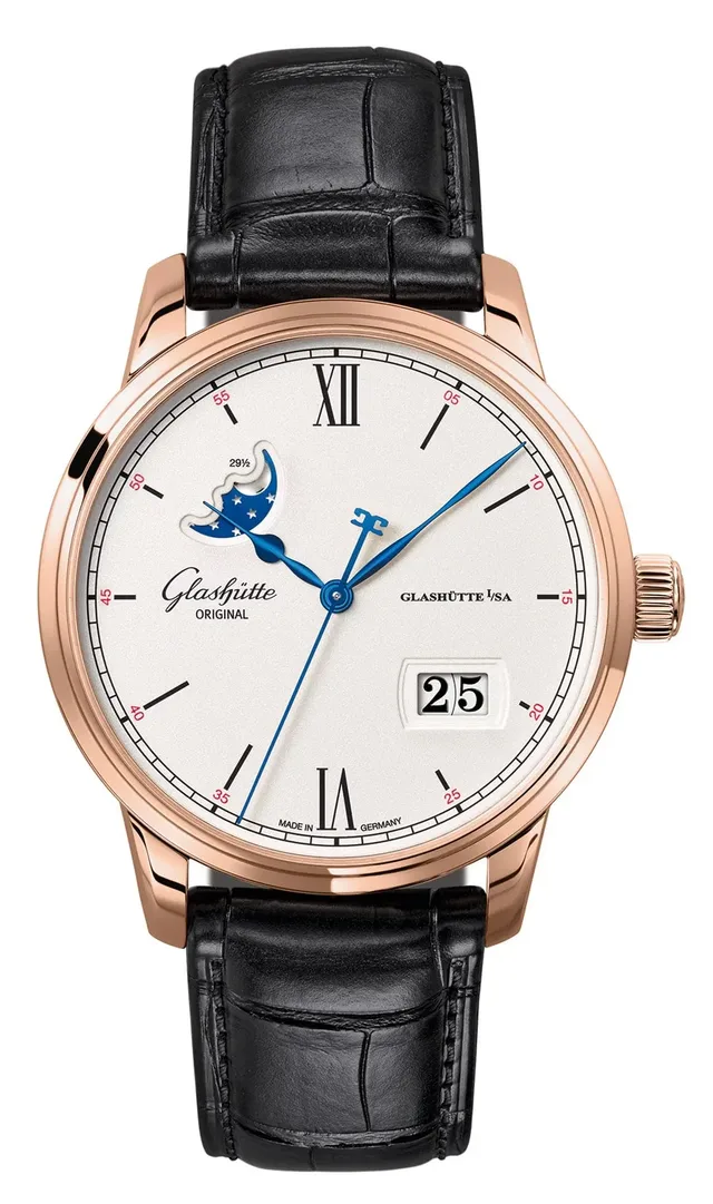 Glashütte Original: Senator Excellence Panoramadatum Mondphase in Rotgold