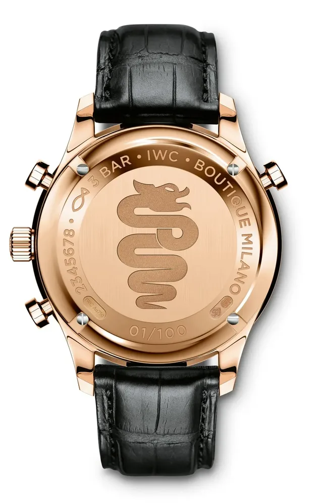 IWC Portugieser Chronograph Rattrapante Boutique Milano Gehäuserückseite
