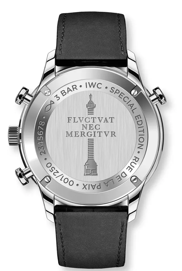 IWC Portugieser Chronograph Rattrapante Boutique Rue de la Paix Gehäuserückseite