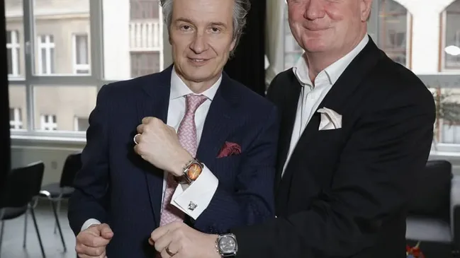 Thomas Meier, CEO von Glashütte Original zusammen mit dem Chefredakteur des UHREN-MAGAZINS Thomas Wanka