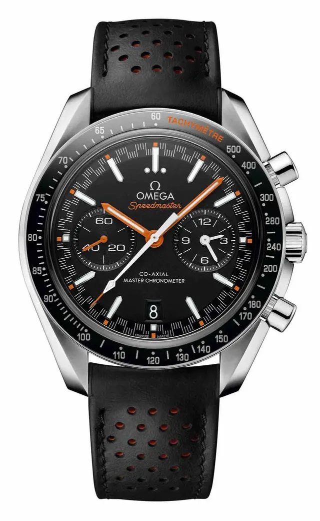 Omega: Speedmaster Racing Master Chronometer in Edelstahl mit mattschwarzem Zifferblatt