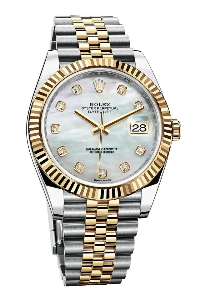 Rolex: Oyster Perpetual Datejust 41 in Yellow Rolesor mit Perlmutt-Zifferblatt