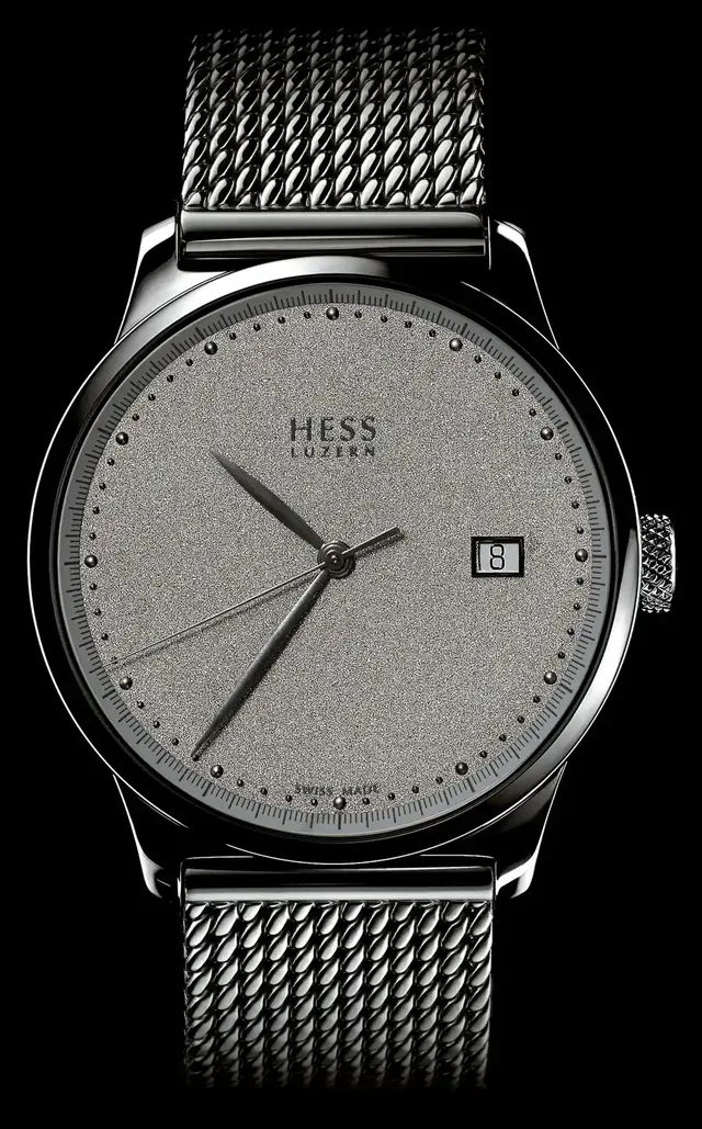 Hess Uhren: Two.2 Diamantstaub mit grauem Zifferblatt