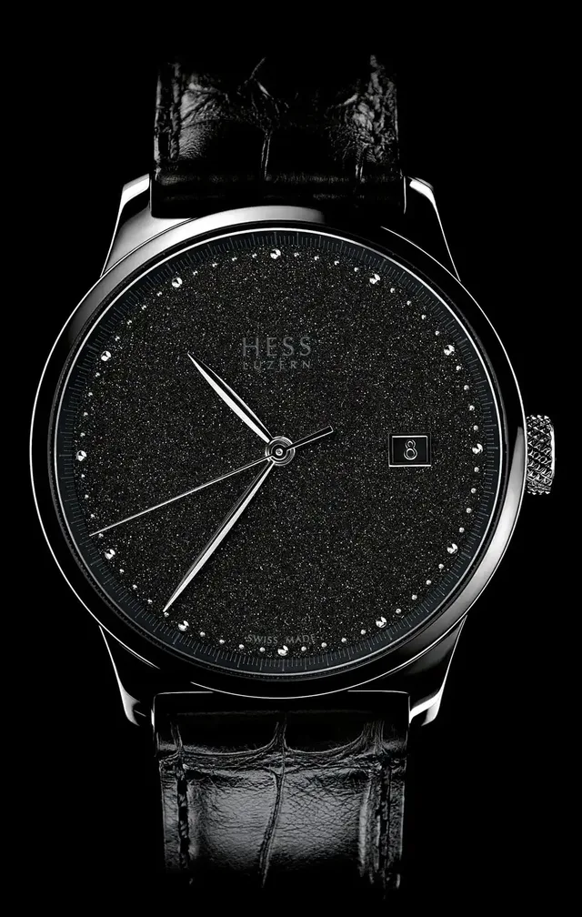 Hess Uhren Two.2 Diamantstaub mit schwarzem Zifferblatt