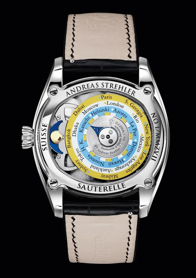 Werkseite der Sauterelle à heure mondiale von Andreas Strehler