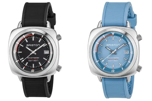 Briston: Clubmaster Diver in Edelstahl mit Kautschukband