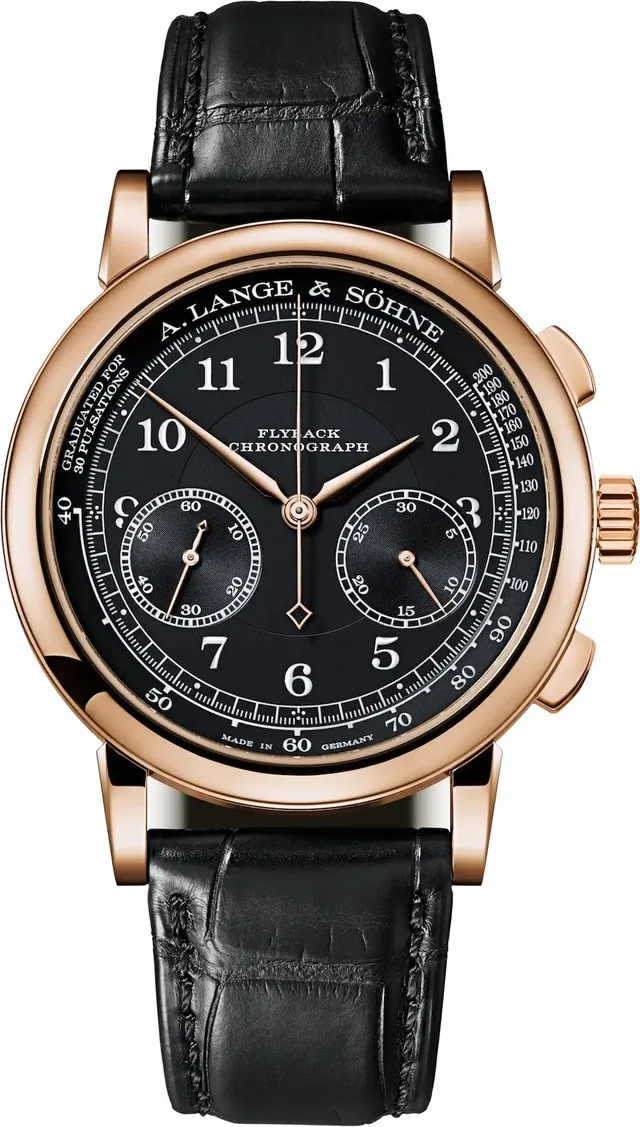 Der 1815 Chronograph von A. Lange & Söhne mit schwarzem Zifferblatt im 18K Rotgoldgehäuse.