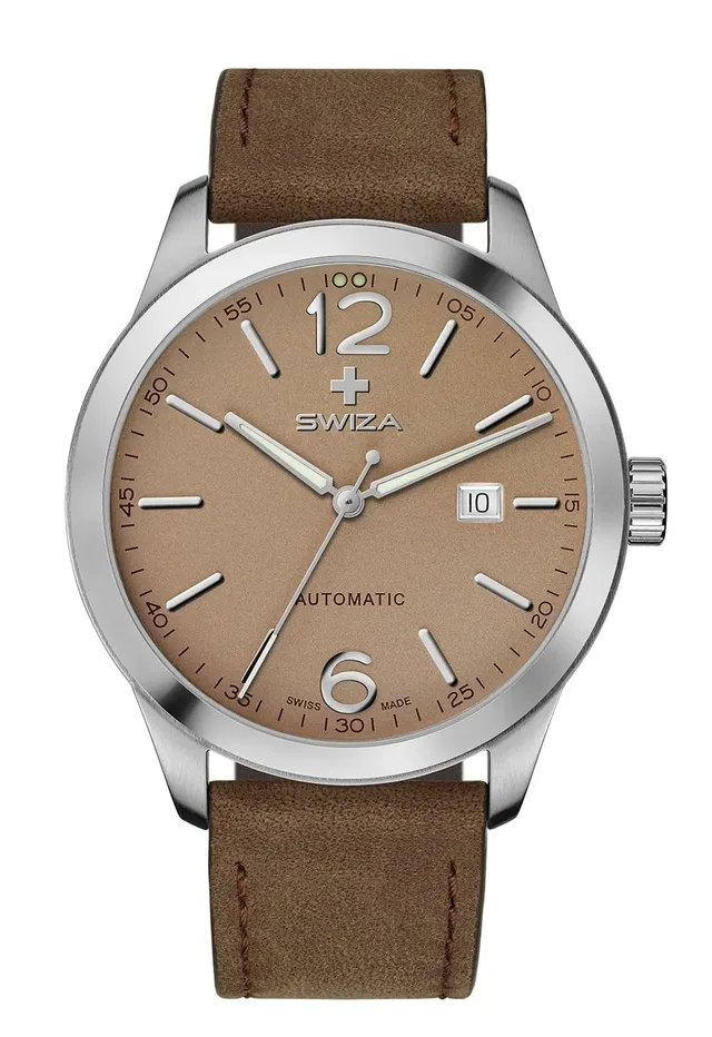 Swiza Kretos Edelstahl mit beigefarbenem Zifferblatt