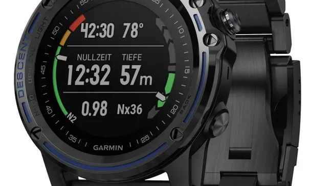 Garmin: Descent Mk1 mit Lünette und Armband in Titan