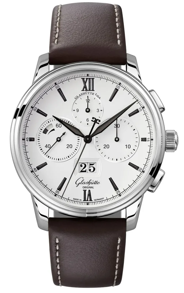 Glashütte Original: Senator Chronograph Panoramadatum am Lederband
