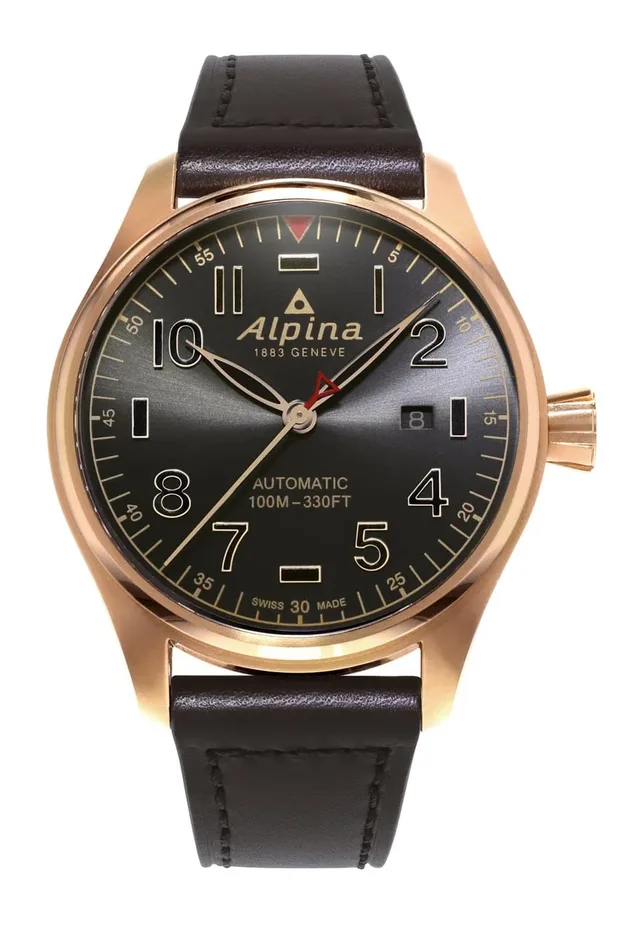 Alpina: Startimer Pilot Automatic Shadow Line mit roségoldplattiertem Gehäuse