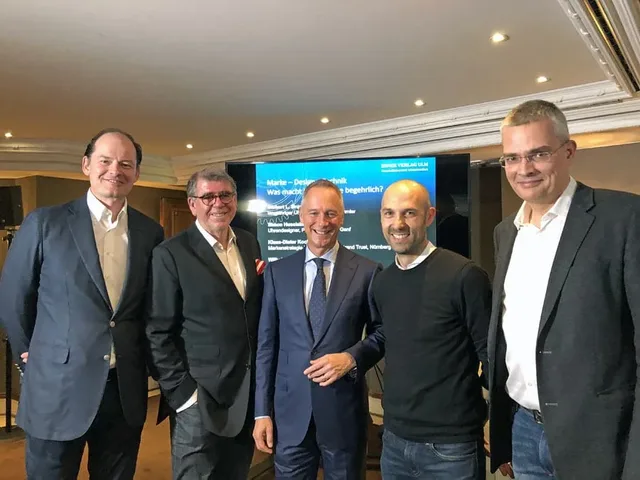 Die Teilnehmer der Podiumsdiskussion: Klaus-Dieter Koch, Gisbert L. Brunner, Wilhelm Schmid, Simon Husslein, Rüdiger Bucher