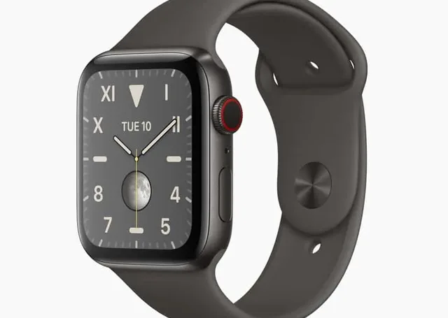 Apple Watch Series 5 mit einem Gehäuse aus schwarz DLC-beschichtetem Titangehäuse