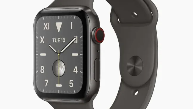 Apple Watch Series 5 mit einem Gehäuse aus schwarz DLC-beschichtetem Titangehäuse
