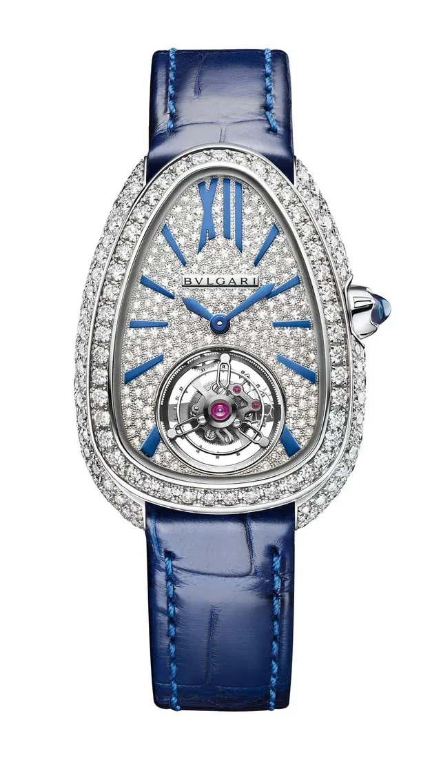 Bulgari: Serpenti Seduttori Tourbillon in Weißgold besetzt mit 299 Diamanten
