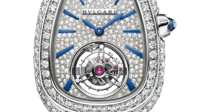 Bulgari: Serpenti Seduttori Tourbillon in Weißgold besetzt mit 299 Diamanten