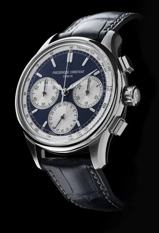 Frederique Constant: Flyback Chronograph Manufacture in Edelstahl mit blauem Zifferblatt