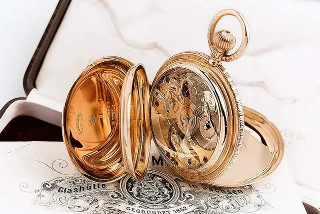 Werkansicht einer Glashütter Taschenuhr