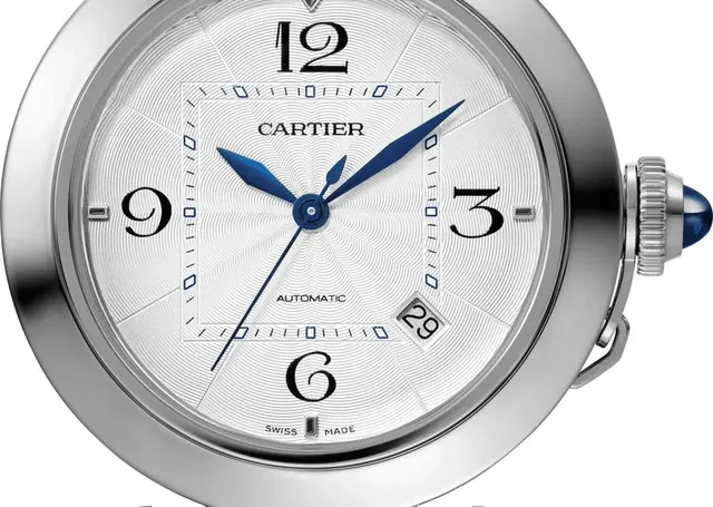 Cartier: Pasha de Cartier, 41 Millimeter, Edelstahl, Lederband