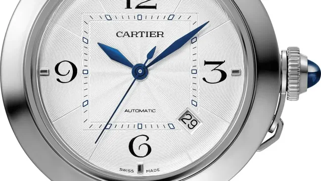 Cartier: Pasha de Cartier, 41 Millimeter, Edelstahl, Lederband