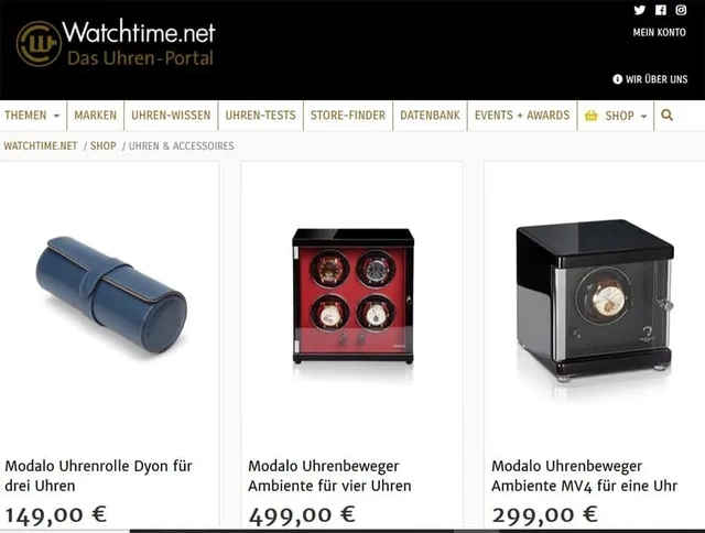 Im Watchtime.net-Shop gibt es neben Uhren-Zeitschriften auch Accessoires und exklusive Uhren-Modelle.