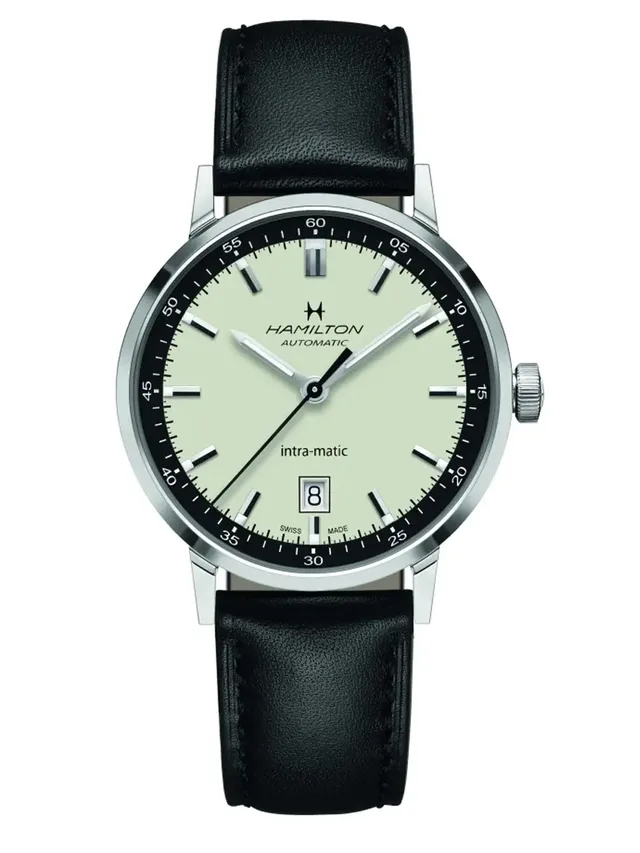 Hamilton Intra-Matic Automatic mit cremefarbenem Zifferblatt und schwarzem Minutenring