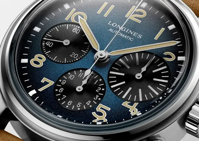 Longines vergrößert bei der Avigation BigEye das Hilfszifferblatt der Stoppminuten