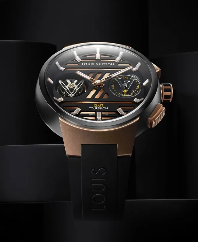 Louis Vuitton Tambour Curve GMT Flying Tourbillon in Titan und Rotgold
