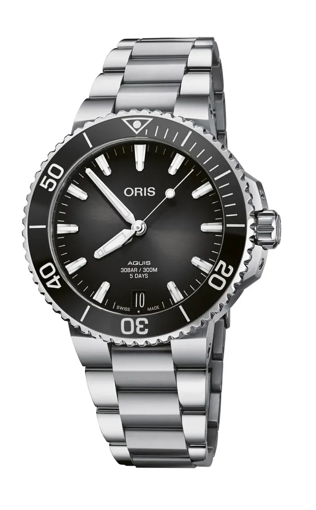 Oris Aquis Date Calibre 400 41,5 Millimeter in Anthrazit mit Stahlband