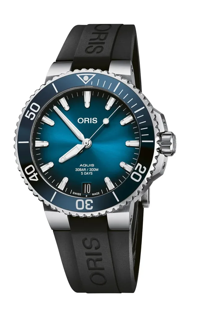 Oris Aquis Date Calibre 400 41,5 Millimeter in Blau mit Kautschukband