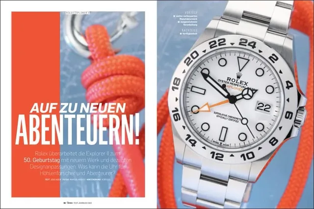 Eine von zwei kürzlich getesteten Rolex-Uhren: die neue Explorer II mit verbessertem Manufakturwerk