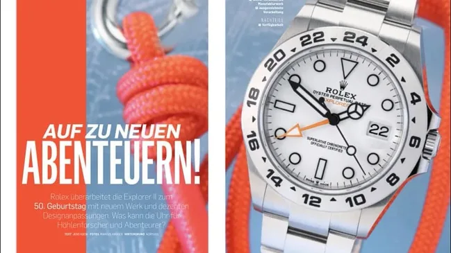 Eine von zwei kürzlich getesteten Rolex-Uhren: die neue Explorer II mit verbessertem Manufakturwerk