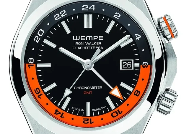 Wempe Glashütte i/SA: Iron Walker GMT mit innenliegender Lünette für die zweite Zeitzone