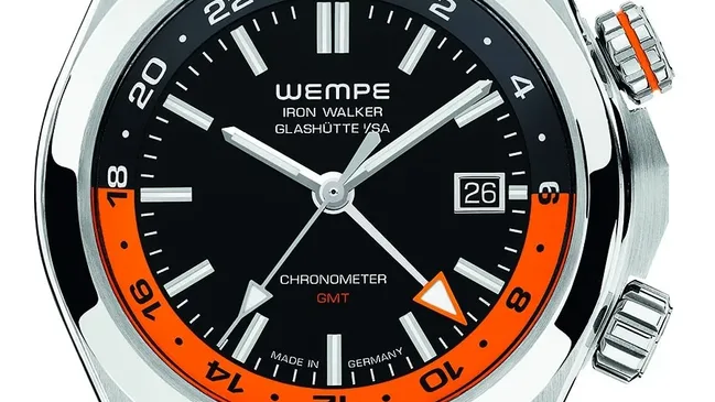 Wempe Glashütte i/SA: Iron Walker GMT mit innenliegender Lünette für die zweite Zeitzone