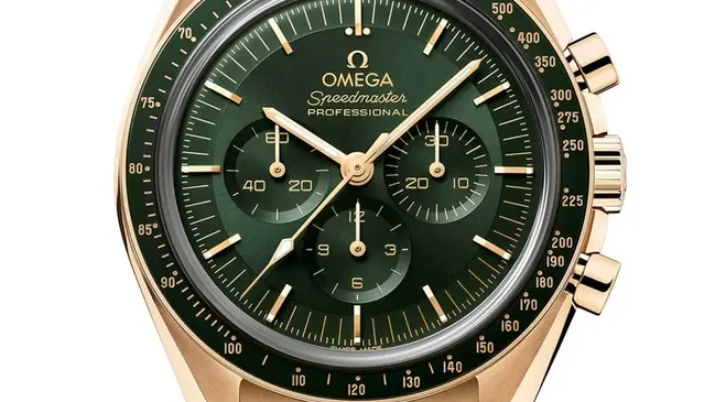 Omega Speedmaster Moonwatch Moonshine-Gold mit grün PVD-beschichtetem Zifferblatt