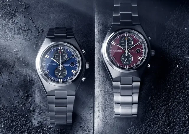 Citizen: CA7090 Chronographen mit blauem und roten Zifferblatt