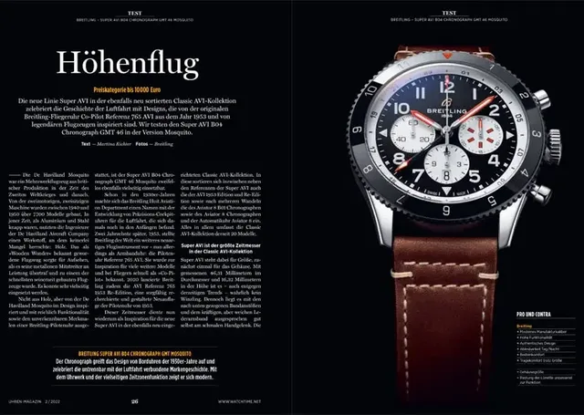 UHREN-MAGAZIN-Test: Breitling Super AVI B04 Chronograph GMT 46 Mosquito