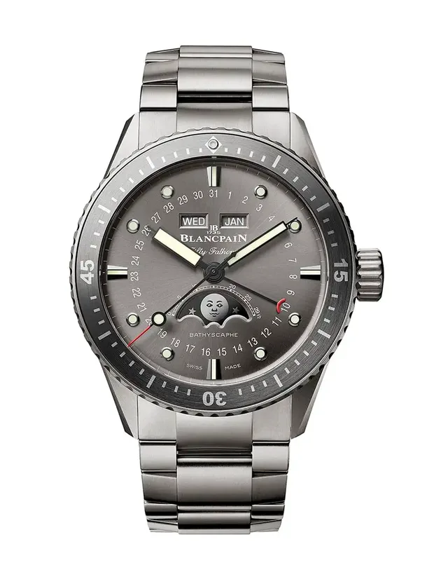 Blancpain: Fifty Fathoms Bathyscaphe Quantième Complet in Titan