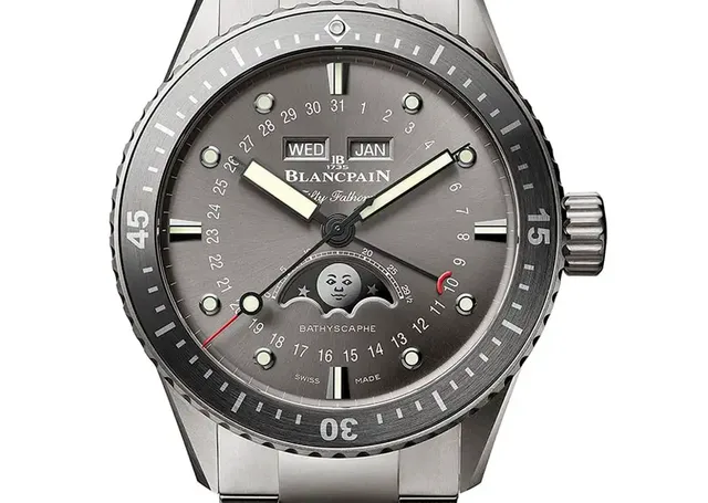 Blancpain: Fifty Fathoms Bathyscaphe Quantième Complet in Titan