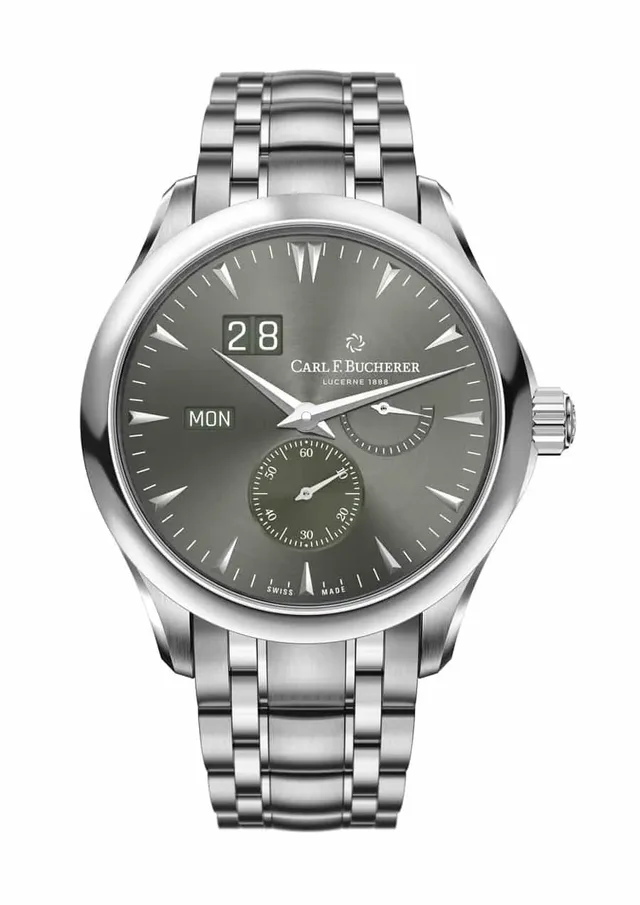 Carl F Bucherer: Manero Peripheral Big Date mit grauem Zifferblatt und Metallband