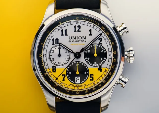 Union Glashütte: Belisar Chronograph Speedster mit schwarzem Nubuklederband