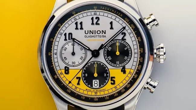 Union Glashütte: Belisar Chronograph Speedster mit schwarzem Nubuklederband