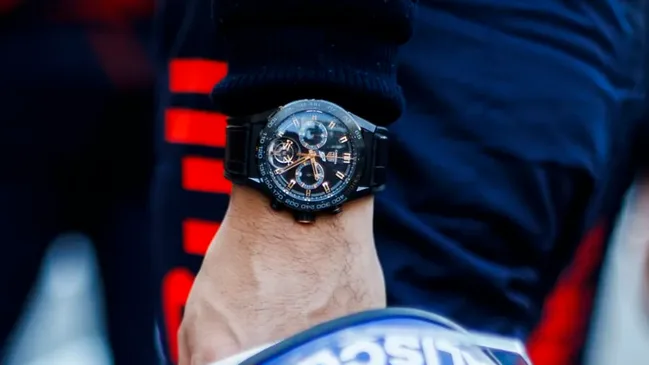TAG Heuer Uhr, Formel 1 Rennfahrer, Helm
