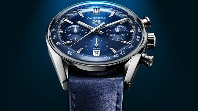 TAG Heuer Carrera Chronograph "Glassbox" in Blau, Uhr