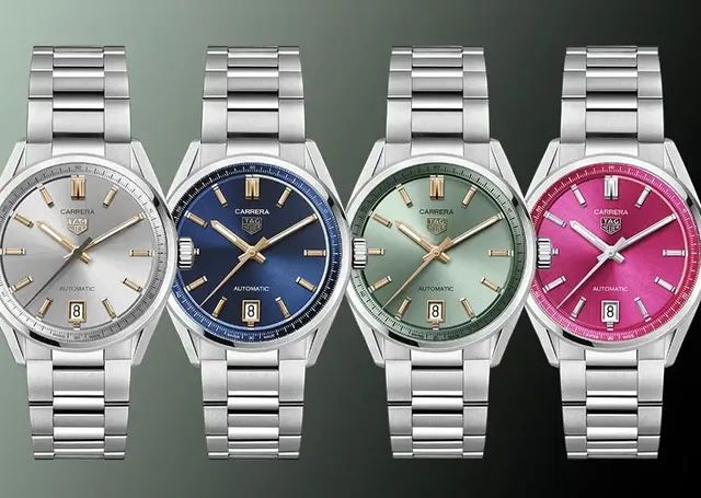 TAG Heuer: Neue Carrera Date Uhr, vier Uhren, bunte Zifferblätter