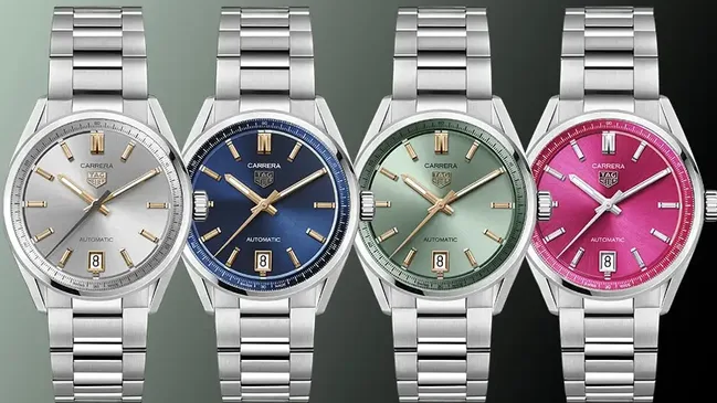 TAG Heuer: Neue Carrera Date Uhr, vier Uhren, bunte Zifferblätter