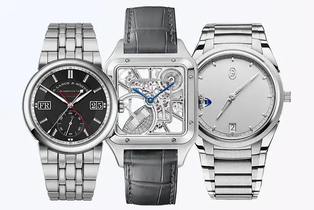 drei Uhren, Cartier, A Lange & Söhne, Parmigiani Fleurier, Edelstahl