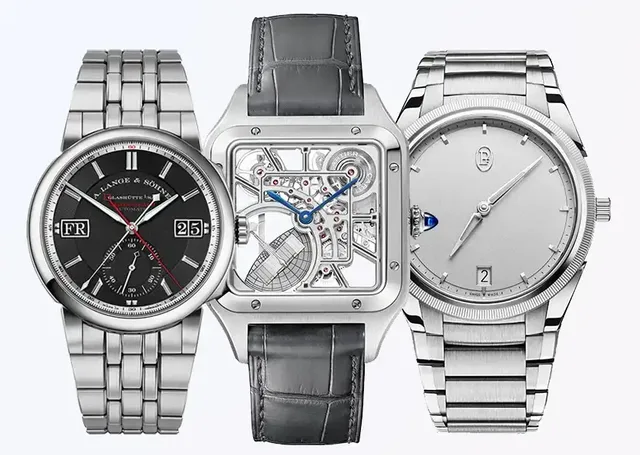 drei Uhren, Cartier, A Lange & Söhne, Parmigiani Fleurier, Edelstahl