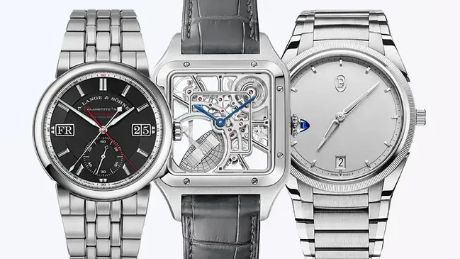 drei Uhren, Cartier, A Lange & Söhne, Parmigiani Fleurier, Edelstahl