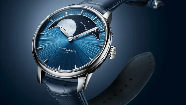 Arnold & Son: Perpetual Moon 41.5 Platinum Celestial Blue